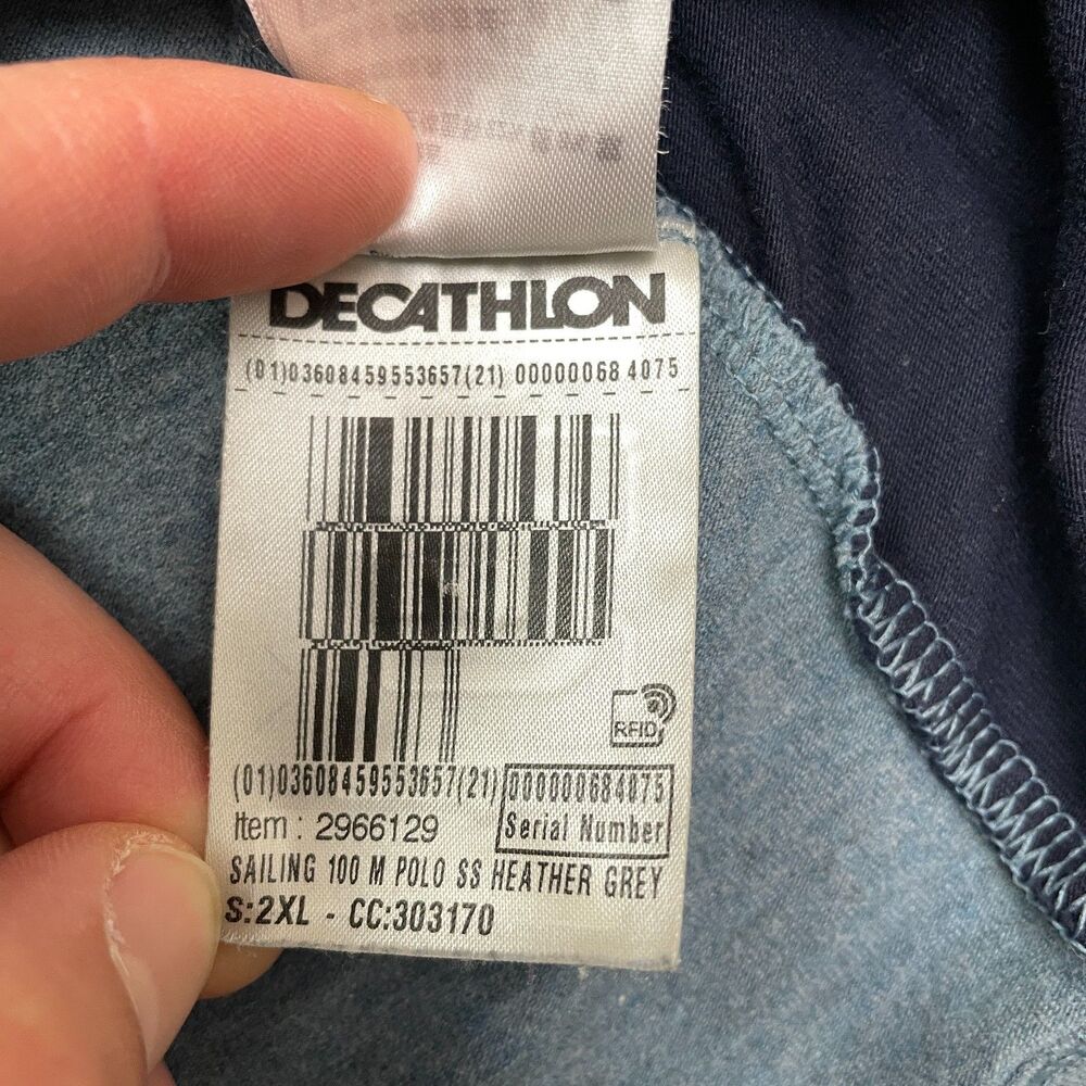 Decathlon 100M Tribord Adventure Polo Shirt Mens 2XL Heather Gray Sailing Soft - Picture 12 of 13
